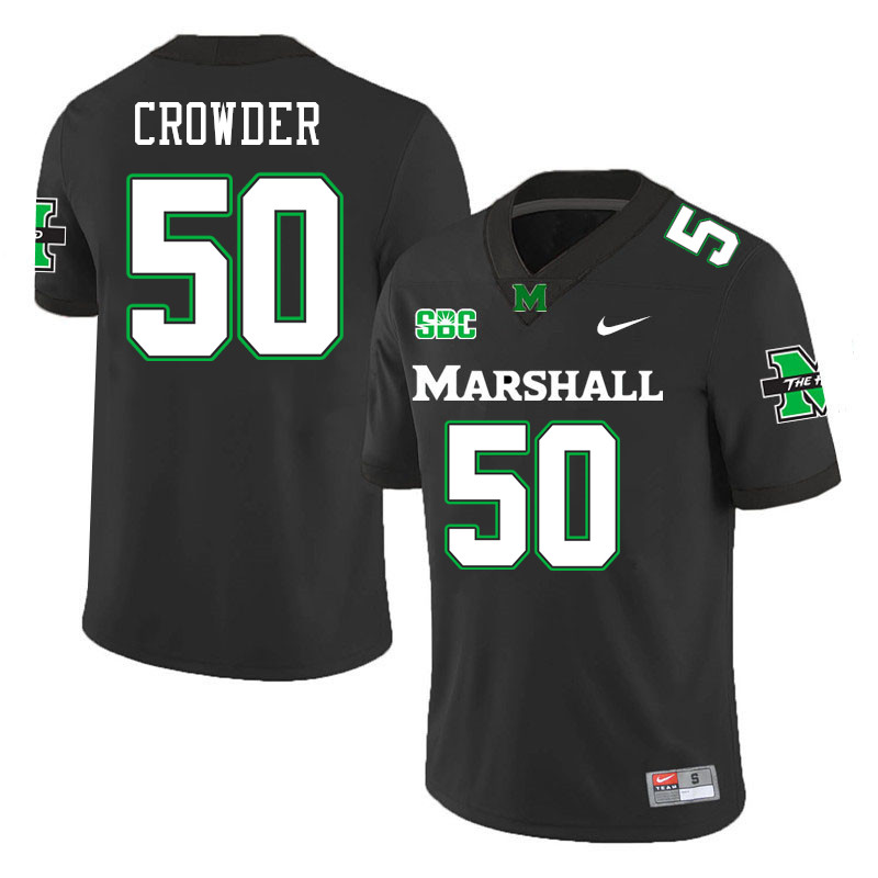 Marshall Thundering Herd #50 Naquan Crowder College Football Jerseys Stitched-Black